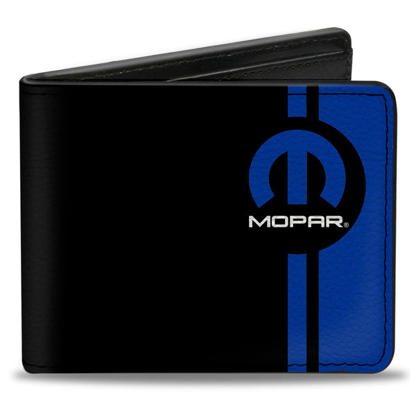 Buckle-Down Bi-Fold Wallet - MOPAR Logo Stripe Black Blue