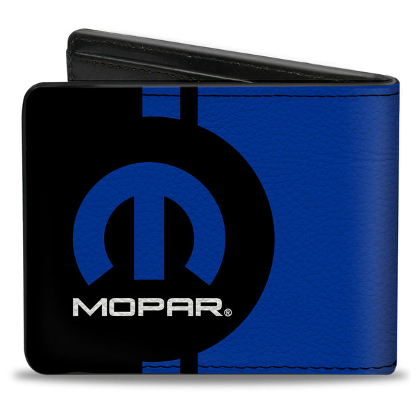 Buckle-Down Bi-Fold Wallet - MOPAR Logo Stripe2 Black Blue