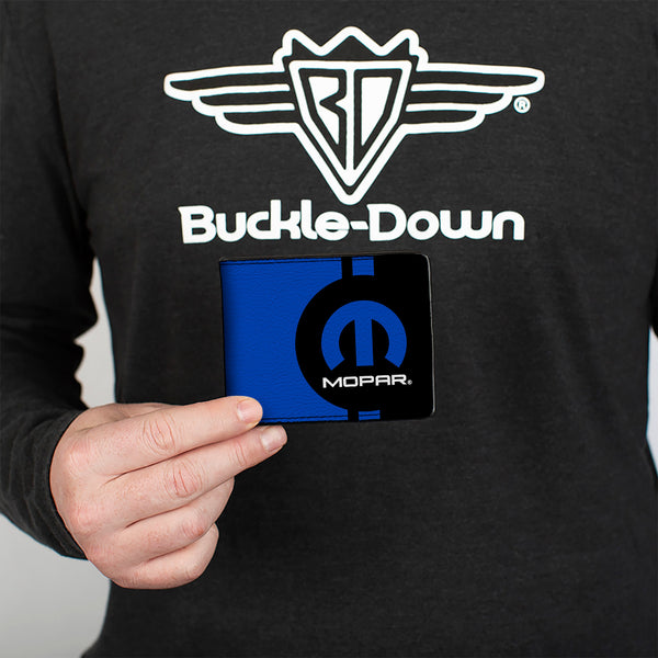 Buckle-Down Bi-Fold Wallet - MOPAR Logo Stripe2 Black Blue