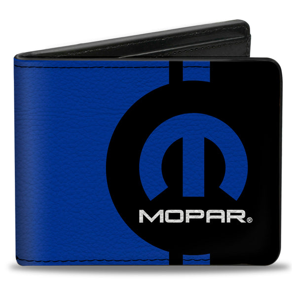 Buckle-Down Bi-Fold Wallet - MOPAR Logo Stripe2 Black Blue