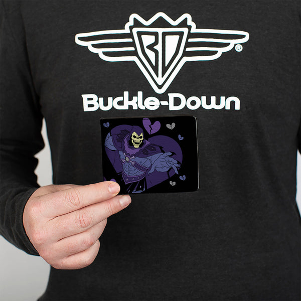 Buckle-Down Bi-Fold Wallet - MOTU Skeletor I HATE EVERYONE EQUALLY Heart Pose Black/Blues