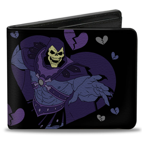 Buckle-Down Bi-Fold Wallet - MOTU Skeletor I HATE EVERYONE EQUALLY Heart Pose Black/Blues