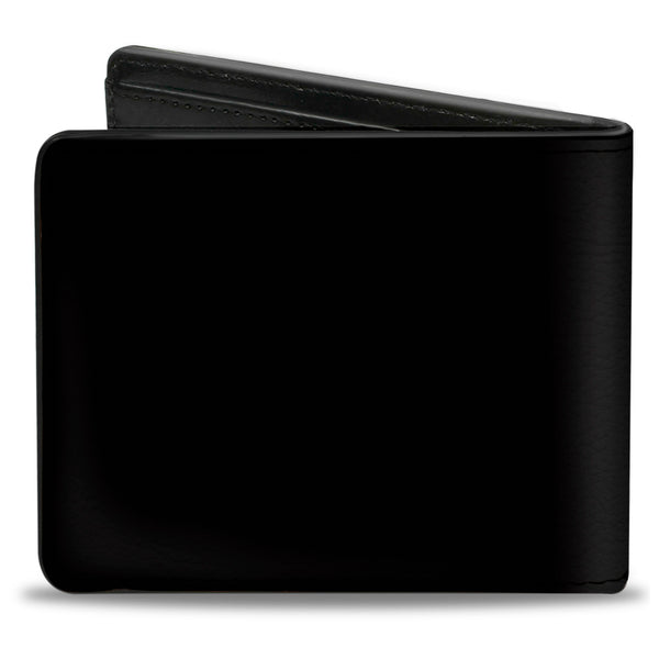 Buckle-Down Bi-Fold Wallet - Mustang Chrome Pony MUSTANG Script Black Silver