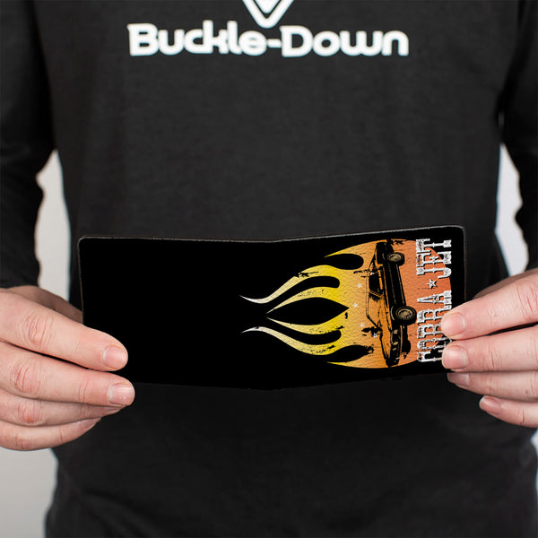 Buckle-Down Bi-Fold Wallet - Mustang Flame COBRA JET Black Yellow-Red Fade White