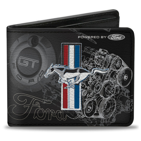 Buckle-Down Bi-Fold Wallet - Mustang Tri-Bar Stripe GT Motor Blueprint