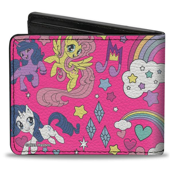 Buckle-Down Bi-Fold Wallet - My Little Pony Five Ponies And Cutie Marks Collage Pink/Multi Color
