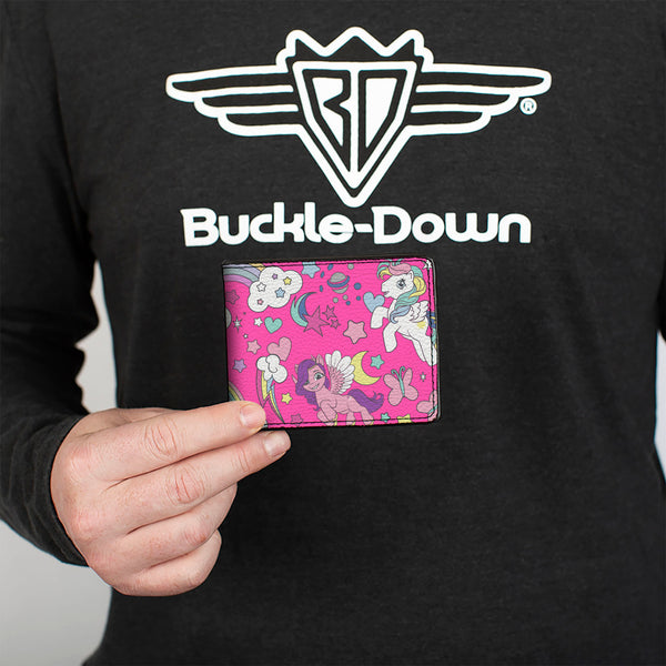 Buckle-Down Bi-Fold Wallet - My Little Pony Five Ponies And Cutie Marks Collage Pink/Multi Color