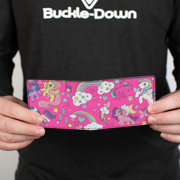 Buckle-Down Bi-Fold Wallet - My Little Pony Five Ponies And Cutie Marks Collage Pink/Multi Color