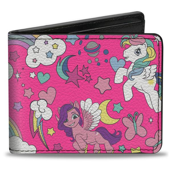 Buckle-Down Bi-Fold Wallet - My Little Pony Five Ponies and Cutie Marks Collage Pink/Multi Color