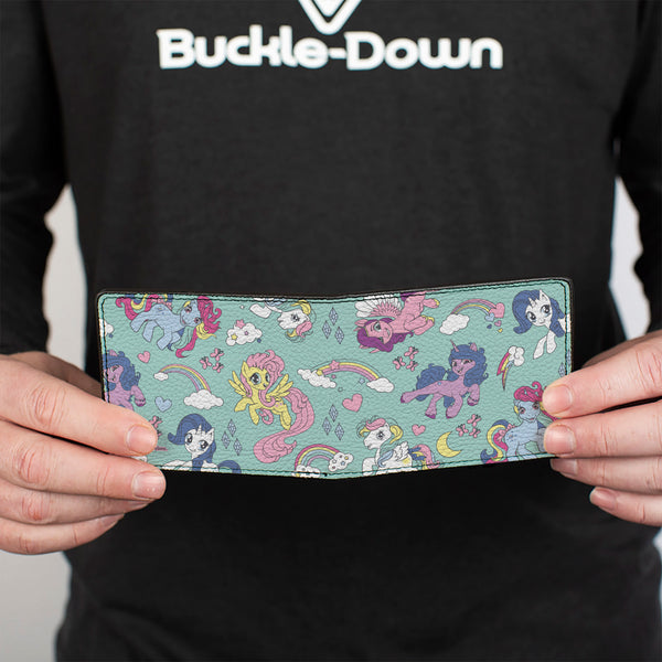 Buckle-Down Bi-Fold Wallet - My Little Pony Generations Six Pony And Cutie Marks Collage Blue