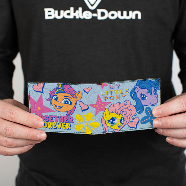 Buckle-Down Bi-Fold Wallet - MY LITTLE PONY Three Ponies TOGETHER FOREVER Light Blue/Multi Color