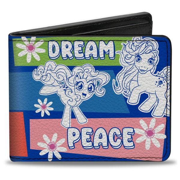 Buckle-Down Bi-Fold Wallet - MY LITTLE PONY Three Ponies Trait Text Blocks Blue/Multi Color