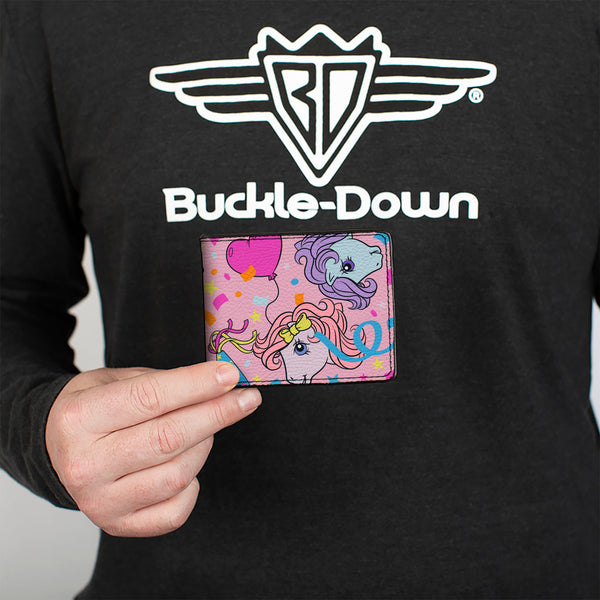 Buckle-Down Bi-Fold Wallet - MY LITTLE PONY Three Pony Confetti Party And Title Logo Pink/Multi Color