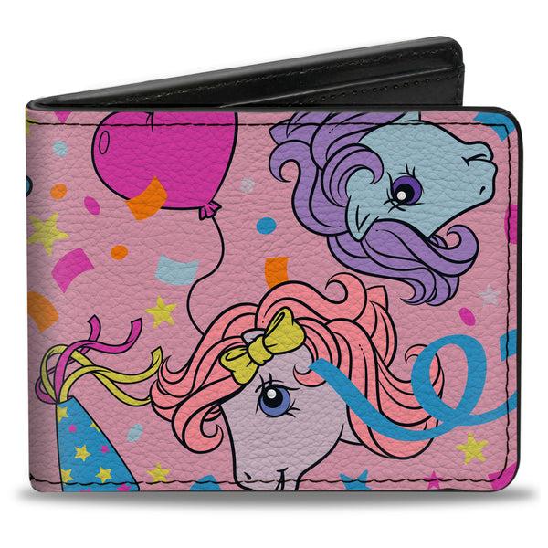 Buckle-Down Bi-Fold Wallet - MY LITTLE PONY Three Pony Confetti Party and Title Logo Pink/Multi Color