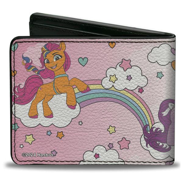 Buckle-Down Bi-Fold Wallet - My Little Pony Three Pony Rainbow Cloud Scene Multi Color