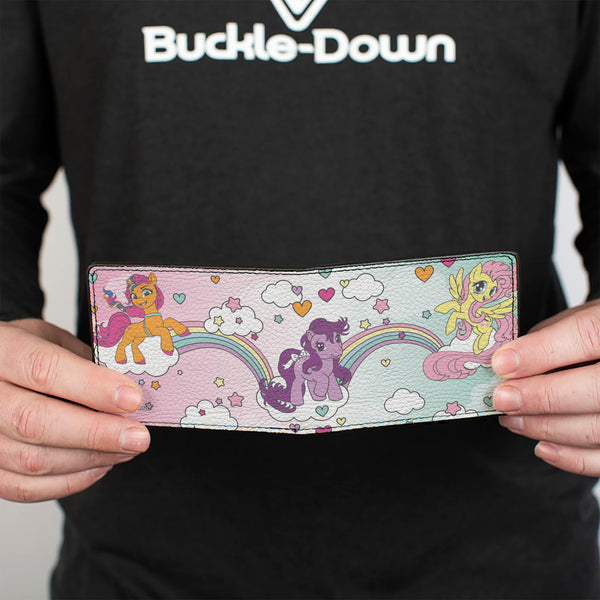 Buckle-Down Bi-Fold Wallet - My Little Pony Three Pony Rainbow Cloud Scene Multi Color