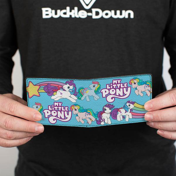 Buckle-Down Bi-Fold Wallet - MY LITTLE PONY Three Pony Rainbow Poses And Title Logo Blue/Multi Color