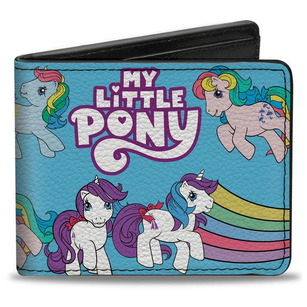 Buckle-Down Bi-Fold Wallet - MY LITTLE PONY Three Pony Rainbow Poses and Title Logo Blue/Multi Color