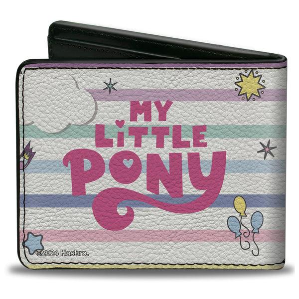 Buckle-Down Bi-Fold Wallet - MY LITTLE PONY Three Pony Stripe And Logo White/Multi Color
