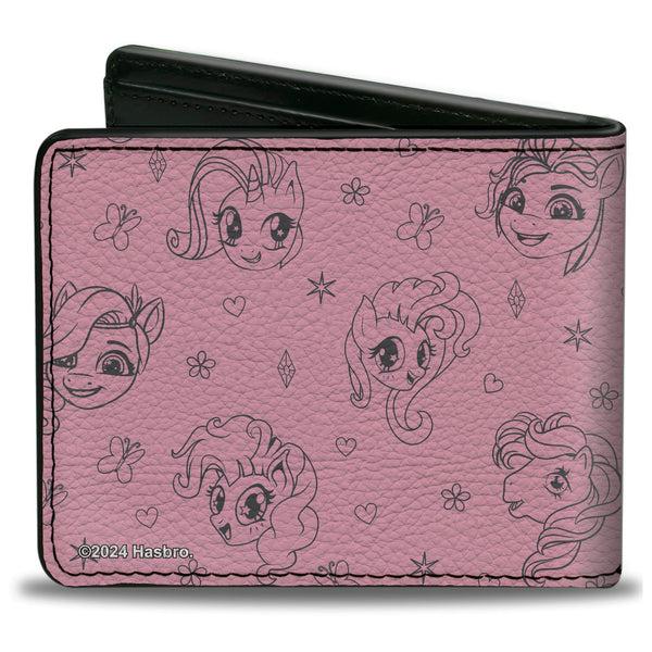 Buckle-Down Bi-Fold Wallet - MY LITTLE PONY Title Logo With Pony And Cutie Mark Collage Pink