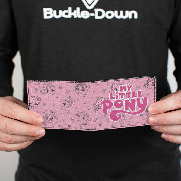Buckle-Down Bi-Fold Wallet - MY LITTLE PONY Title Logo With Pony And Cutie Mark Collage Pink