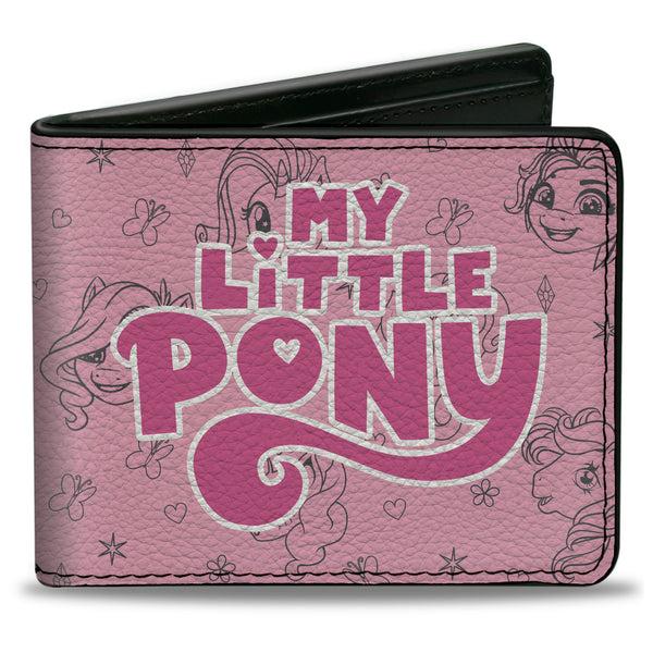 Buckle-Down Bi-Fold Wallet - MY LITTLE PONY Title Logo with Pony and Cutie Mark Collage Pink