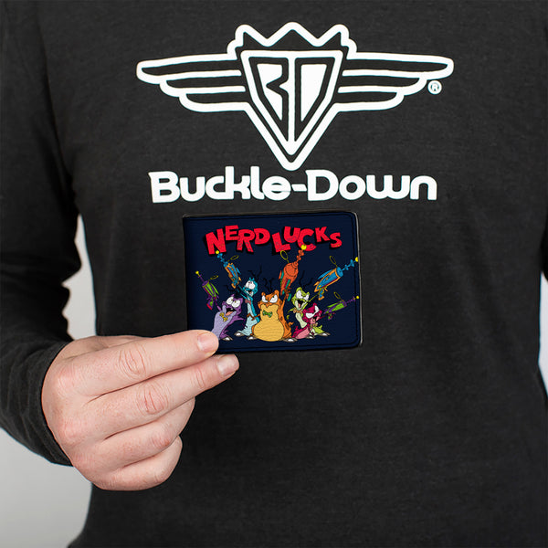 Buckle-Down Bi-Fold Wallet - NERDLUCKS Shooting Group Poses Navy Red