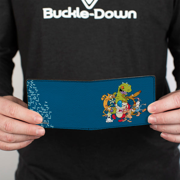 Buckle-Down Bi-Fold Wallet - Nick 90's Rewind 7-Character Group Pose Turquoise