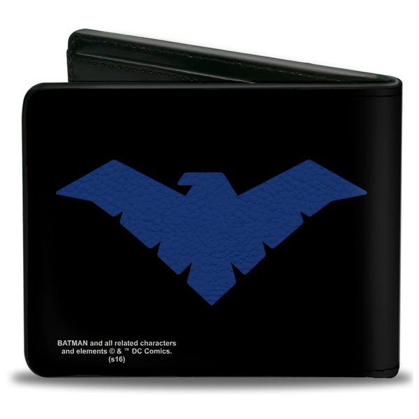 Buckle-Down Bi-Fold Wallet - Nightwing Logo Black Blue