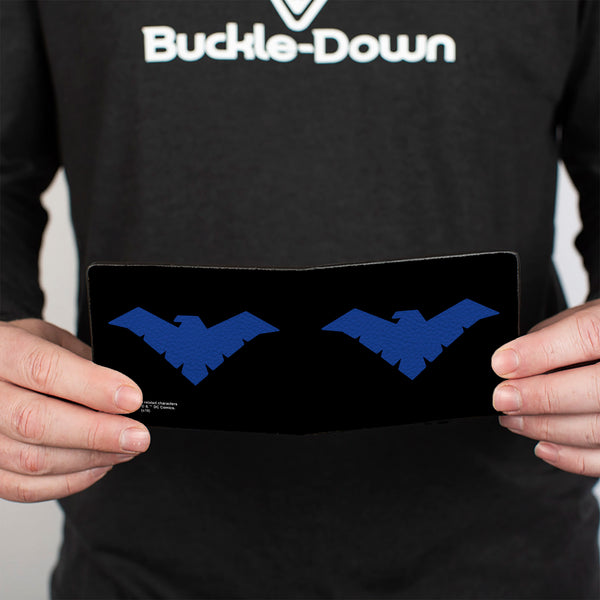 Buckle-Down Bi-Fold Wallet - Nightwing Logo Black Blue