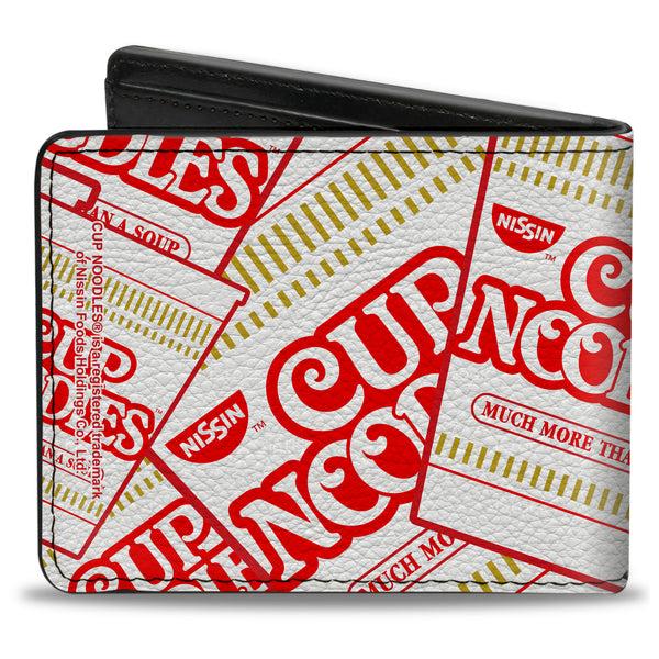 Buckle-Down Bi-Fold Wallet - NISSIN CUP NOODLES Cups Stacked White Red Dark Yellow