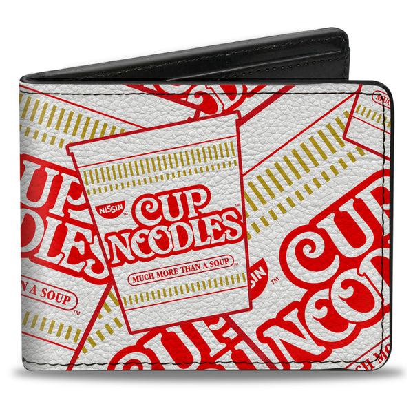 Buckle-Down Bi-Fold Wallet - NISSIN CUP NOODLES Cups Stacked White Red Dark Yellow