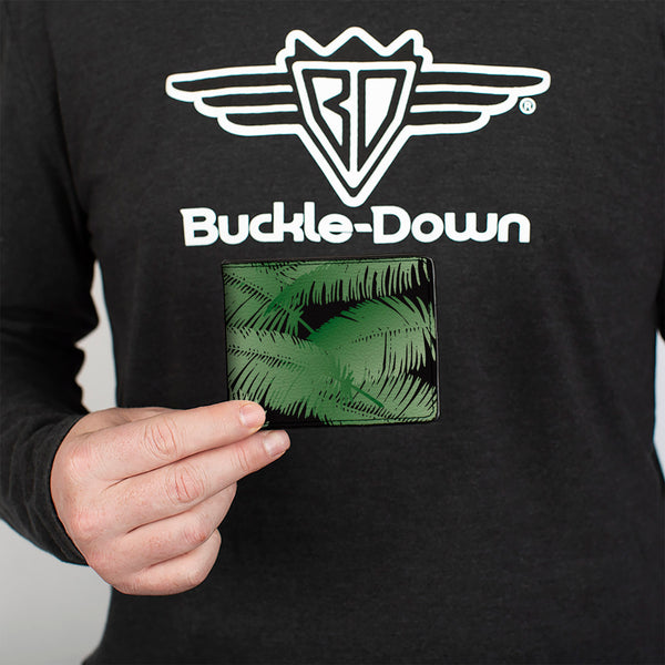 Buckle-Down Bi-Fold Wallet - Palm Fronds Stacked Black Greens