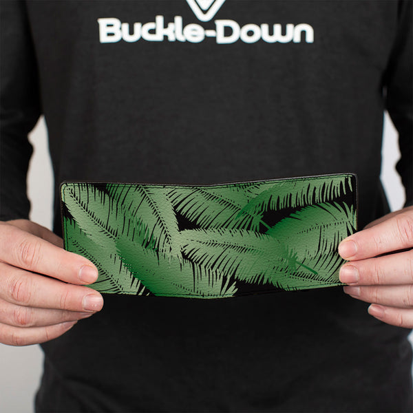 Buckle-Down Bi-Fold Wallet - Palm Fronds Stacked Black Greens