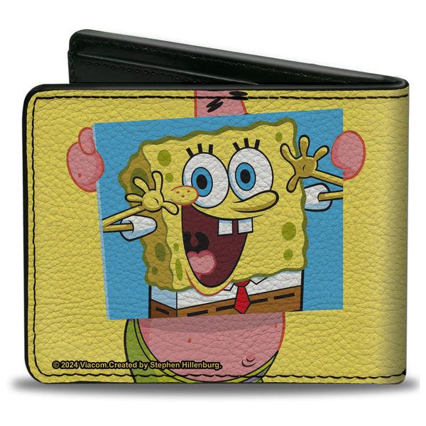 Buckle-Down Bi-Fold Wallet - Patrick Star Holding SpongeBob SquarePants Portrait Pose Yellow