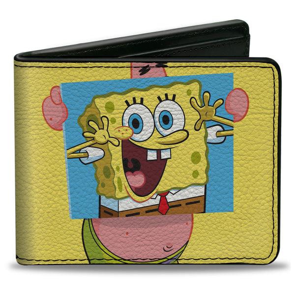 Buckle-Down Bi-Fold Wallet - Patrick Star Holding SpongeBob SquarePants Portrait Pose Yellow