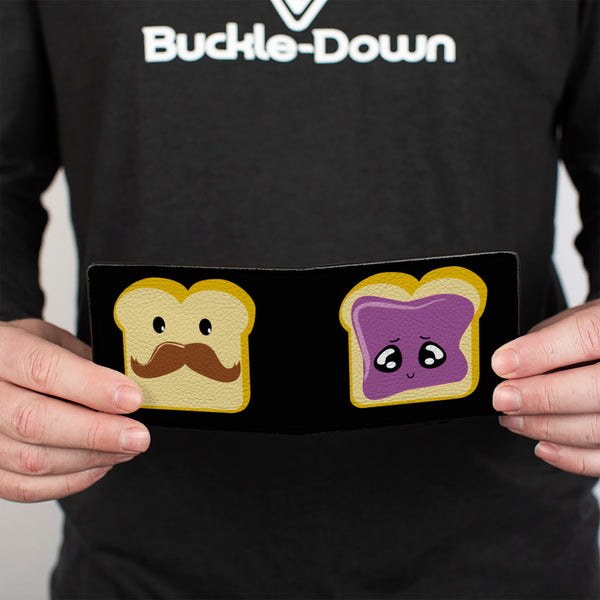 Buckle-Down Bi-Fold Wallet - Peanut Butter W Mustache & Jelly