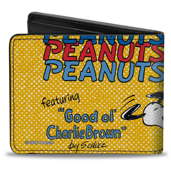 Buckle-Down Bi-Fold Wallet - PEANUTS Gang FEATURING GOOD OL CHARLIE BROWN Character Poses Yellow/Multi Color