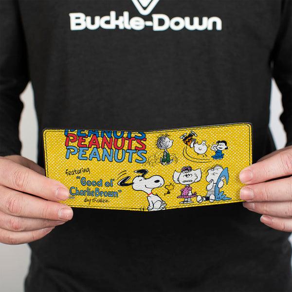 Buckle-Down Bi-Fold Wallet - PEANUTS Gang FEATURING GOOD OL CHARLIE BROWN Character Poses Yellow/Multi Color