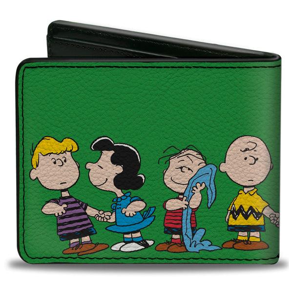 Buckle-Down Bi-Fold Wallet - Peanuts Gang Group Pose Green