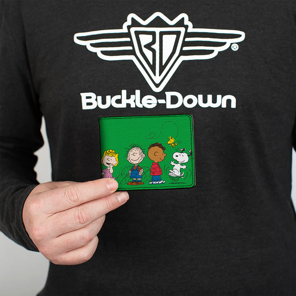 Buckle-Down Bi-Fold Wallet - Peanuts Gang Group Pose Green