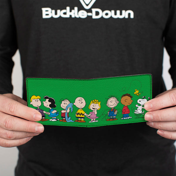 Buckle-Down Bi-Fold Wallet - Peanuts Gang Group Pose Green