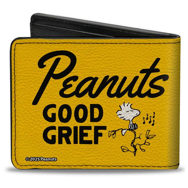 Buckle-Down Bi-Fold Wallet - PEANUTS Gang SINCE 1950 GOOD GRIEF Group Pose Yellow/Black
