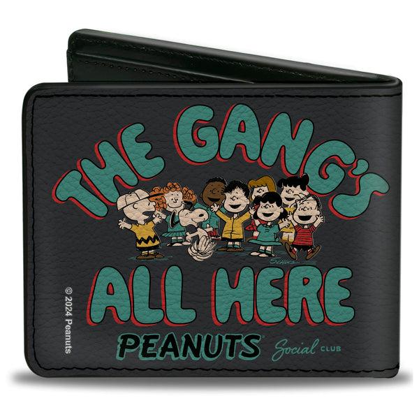 Buckle-Down Bi-Fold Wallet - Peanuts Gang THE GANG'S ALL HERE Group Pose Black/Blue