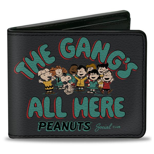 Buckle-Down Bi-Fold Wallet - Peanuts Gang THE GANG'S ALL HERE Group Pose Black/Blue