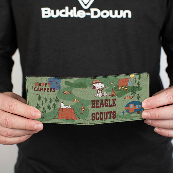 Buckle-Down Bi-Fold Wallet - Peanuts HAPPY CAMPER BEAGLE SCOUTS Scenes