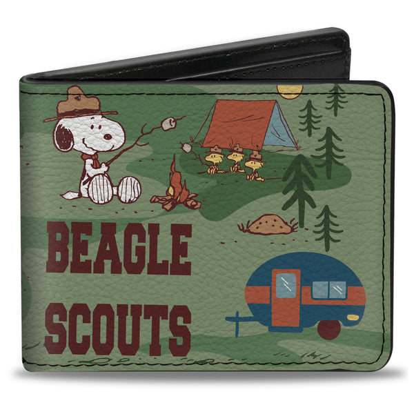 Buckle-Down Bi-Fold Wallet - Peanuts HAPPY CAMPER BEAGLE SCOUTS Scenes