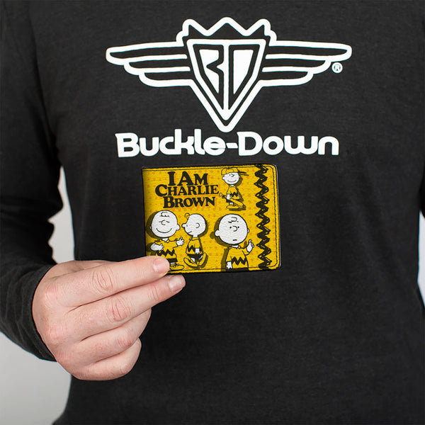Buckle-Down Bi-Fold Wallet - Peanuts I AM CHARLIE BROWN Poses And Zig Zag Stripe Yellows/Black