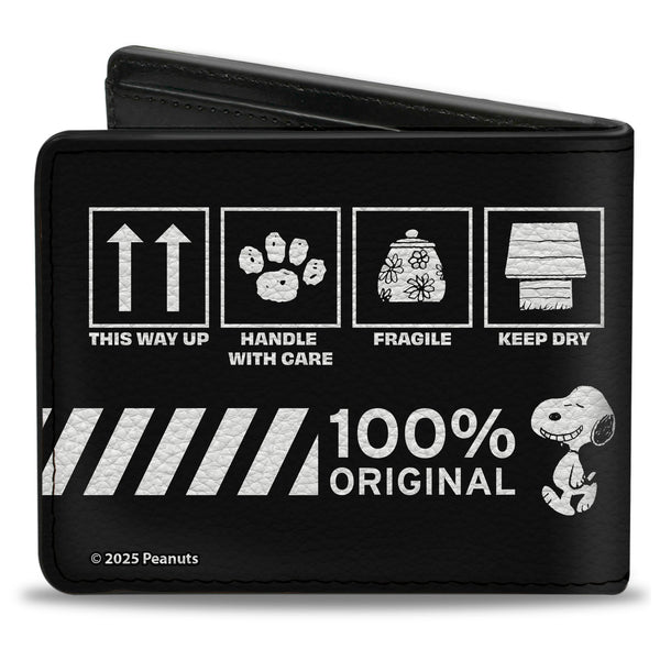 Buckle-Down Bi-Fold Wallet - Peanuts SNOOPY Care Symbols 100% ORIGINAL Black/White