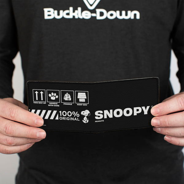 Buckle-Down Bi-Fold Wallet - Peanuts SNOOPY Care Symbols 100% ORIGINAL Black/White